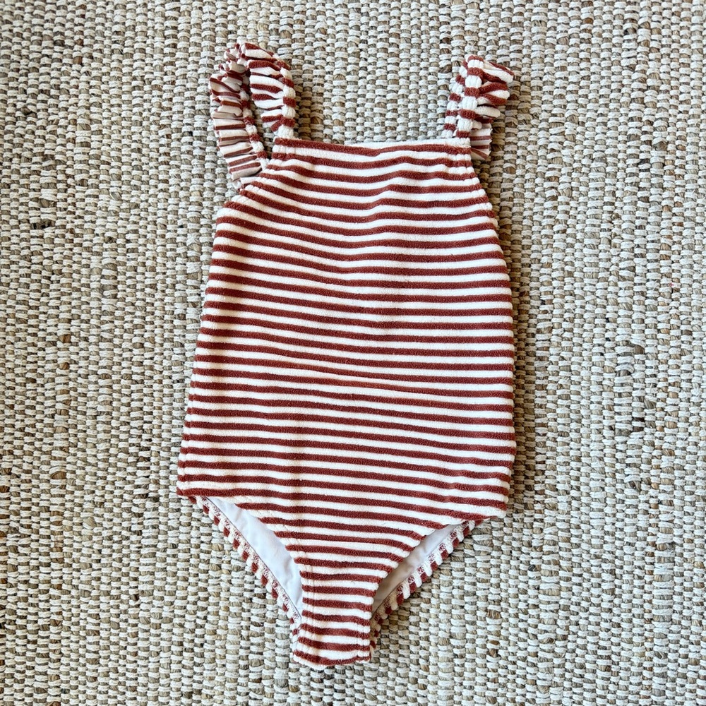 Quincy Mae striped Ruffle-Strap One-Piece